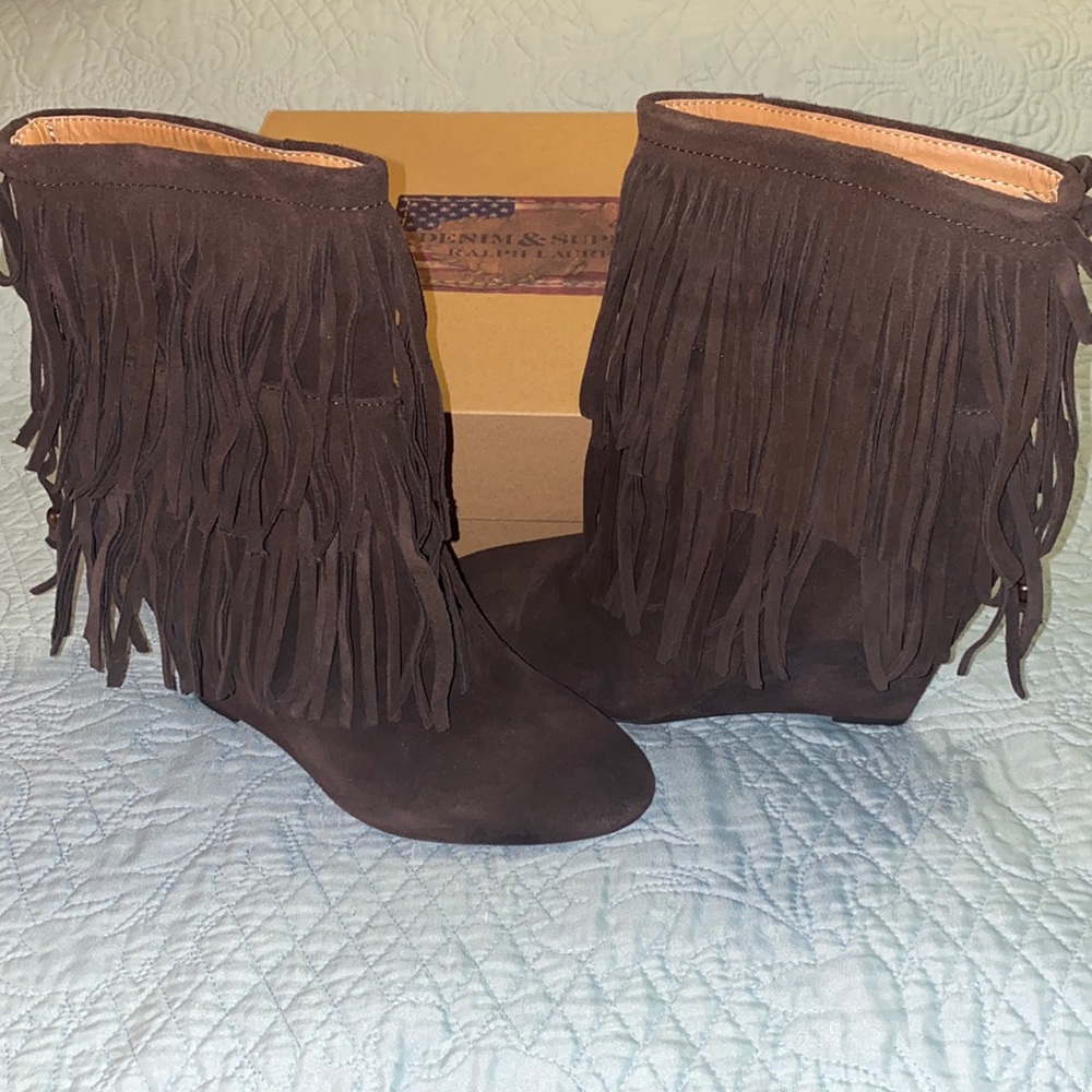 Brown suede boots